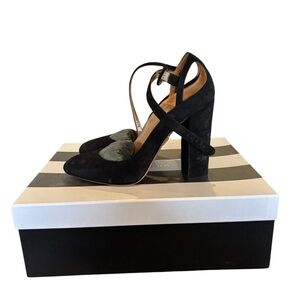 Aquazzura Black Suede Block Heels